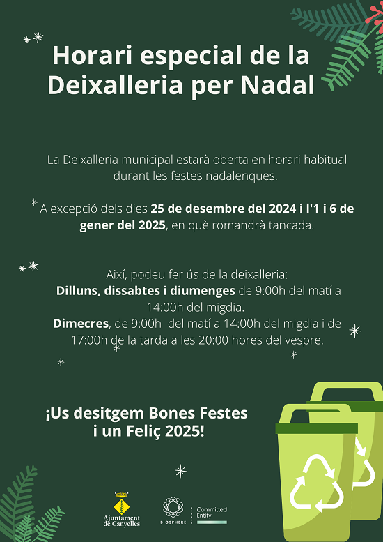 2024 12 horaris especials deixalleria nadal