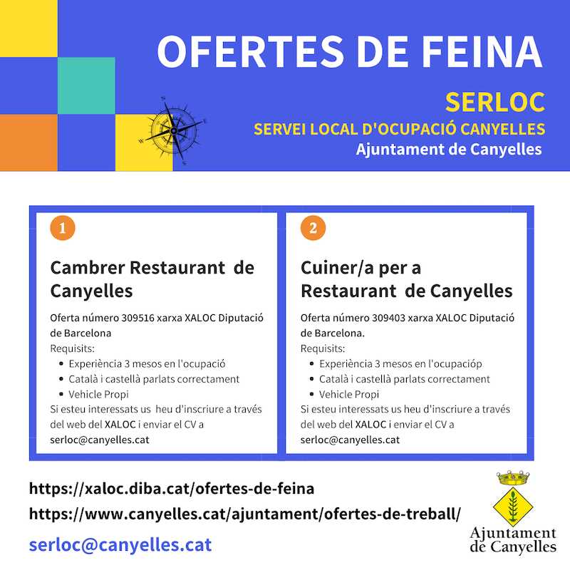 Ofertes de SERLOC (Cambrer i Cuiner per a Restaurant de | Ofertes de treball | Ajuntament